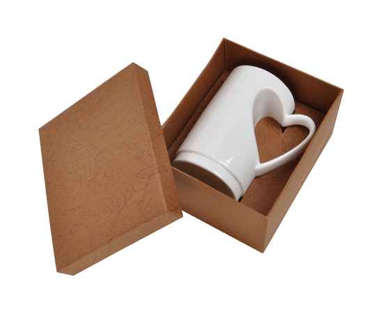 Кружка  'Сердце' в подарочной упаковке, D=7,5см,H=12,5см,300мл,фарфор, Цвет: белый, изображение 2