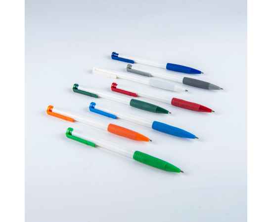 N13, ручка шариковая с грипом, пластик, белый, оранжевый, Цвет: белый, оранжевый, изображение 2