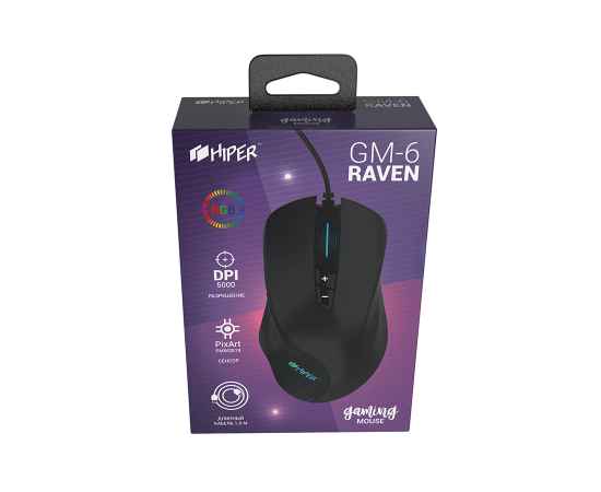 Мышь игровая HIPER RAVEN GM-6, черный, Цвет: Чёрный, изображение 3