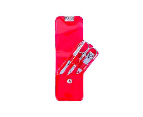 Маникюрный набор SILTON: ножницы, пинцет, щипчики, красный, 5.7 x 10.1 x 1.4 см,  ПВС, нерж. сталь, Цвет: красный, изображение 2