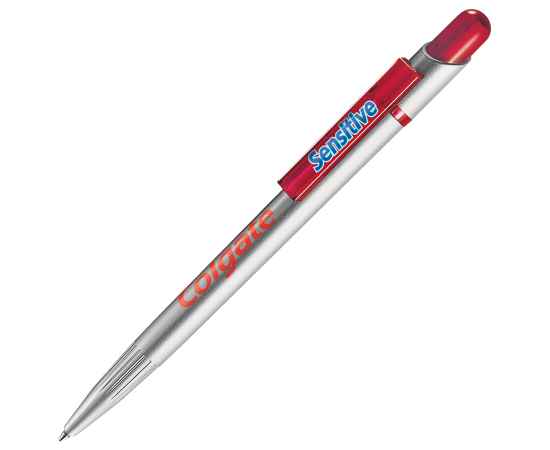MIR SAT, ручка шариковая, прозрачный красный/серебристый, пластик, Цвет: красный, серебристый, изображение 2