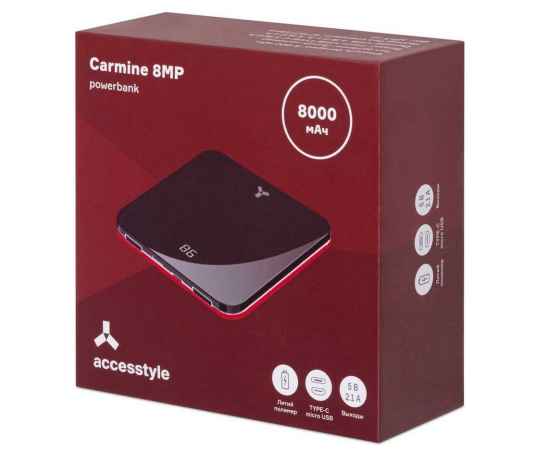 Внешний аккумулятор Accesstyle Carmine 8MP 8000 мАч, черный/красный, Цвет: красный, черный, изображение 4