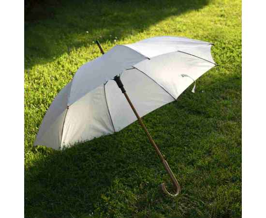 Зонт-трость механический, деревянная ручка, нейлон, D=105, белый, Цвет: белый, Размер: D-105, изображение 3