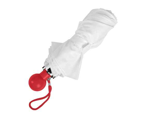 Зонт складной FANTASIA, механический, белый с красной ручкой, Цвет: белый, красный, изображение 3