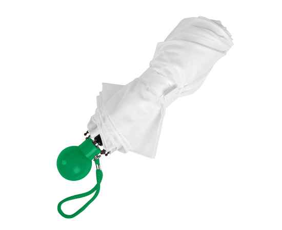 Зонт складной FANTASIA, механический, белый с зеленой ручкой, Цвет: белый, зеленый, изображение 3