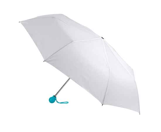 Зонт складной FANTASIA, механический, белый с голубой ручкой, Цвет: белый, голубой, изображение 2