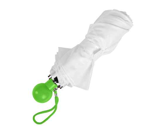 Зонт складной FANTASIA, механический, белый со светло-зеленой ручкой, Цвет: белый, зеленое яблоко, изображение 3