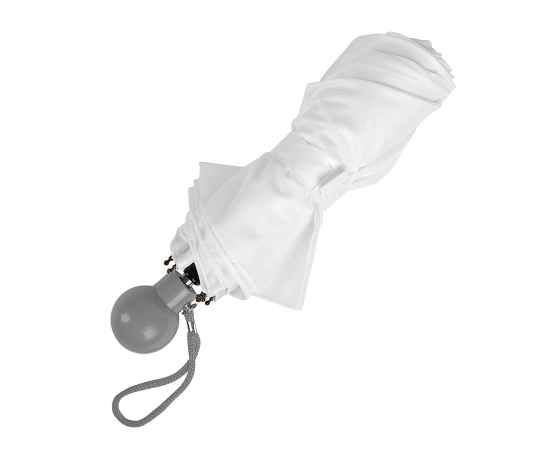 Зонт складной FANTASIA, механический, белый с серой ручкой, Цвет: белый, серый, изображение 3
