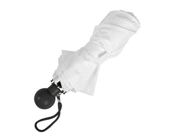 Зонт складной FANTASIA, механический, белый с черной ручкой, Цвет: белый, черный, изображение 3