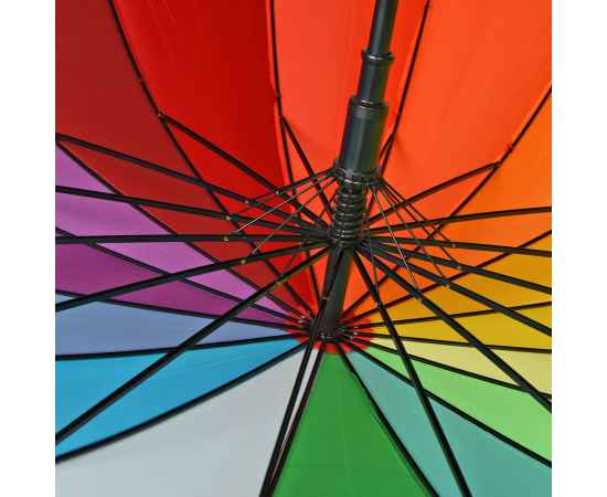 Зонт-трость  'Радуга' (полуавтомат), D=110см, 100% полиэстер, пластик, шелкография, Цвет: разные цвета, изображение 4
