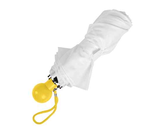 Зонт складной FANTASIA, механический, белый с желтой ручкой, Цвет: белый, желтый, изображение 3