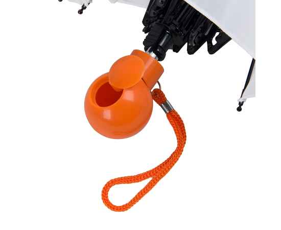 Зонт складной FANTASIA, механический, белый с оранжевой ручкой, Цвет: белый, оранжевый, изображение 4