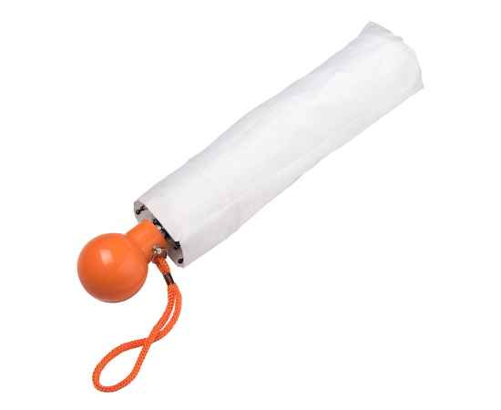 Зонт складной FANTASIA, механический, белый с оранжевой ручкой, Цвет: белый, оранжевый, изображение 5