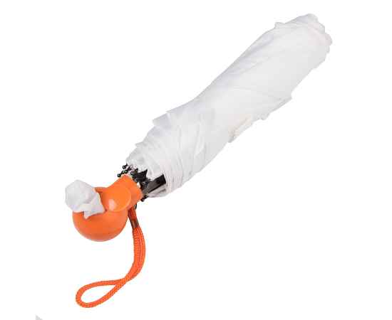 Зонт складной FANTASIA, механический, белый с оранжевой ручкой, Цвет: белый, оранжевый, изображение 6