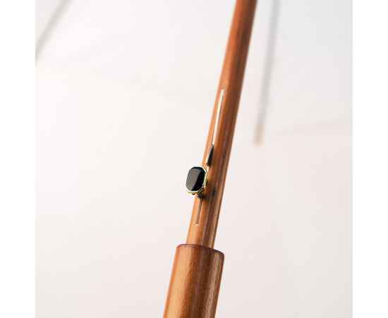 Зонт-трость с деревянной ручкой, полуавтомат, белый, D=103 см, L=90см, нейлон, Цвет: белый, изображение 4
