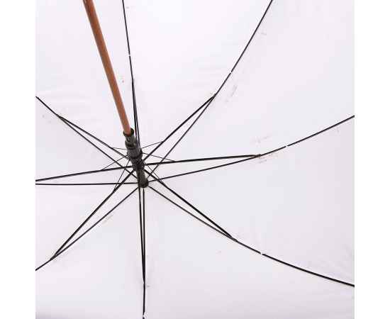 Зонт-трость с деревянной ручкой, полуавтомат, белый, D=103 см, L=90см, нейлон, Цвет: белый, изображение 6
