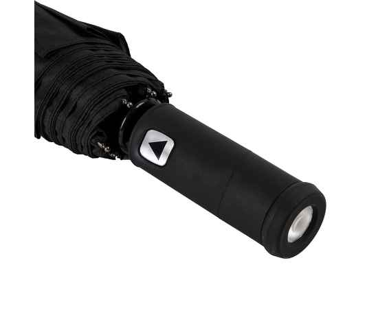 Зонт PRESTON складной с ручкой-фонариком, полуавтомат, черный, D=100 см, 100% полиэстер, Цвет: Чёрный, изображение 4