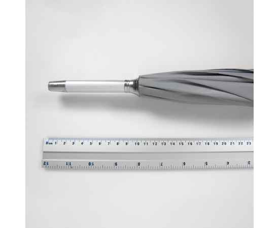 Зонт-трость с пластиковой ручкой  'под алюминий' 'Silver', полуавтомат, серый, D=103 см,, Цвет: серый, изображение 5