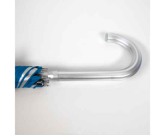 Зонт-трость с пластиковой ручкой  'под алюминий' 'Silver', полуавтомат, синий с серебром, D=103 см,, Цвет: синий, серебристый, изображение 3