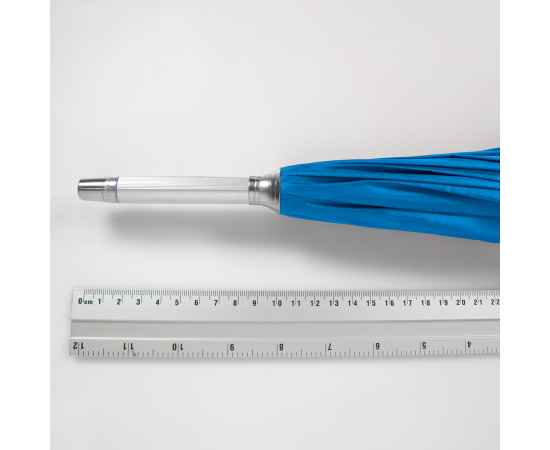 Зонт-трость с пластиковой ручкой  'под алюминий' 'Silver', полуавтомат, синий с серебром, D=103 см,, Цвет: синий, серебристый, изображение 5