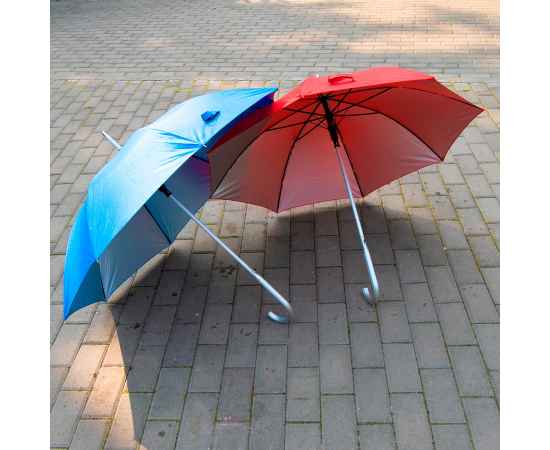 Зонт-трость с пластиковой ручкой  'под алюминий' 'Silver', полуавтомат, синий с серебром, D=103 см,, Цвет: синий, серебристый, изображение 7