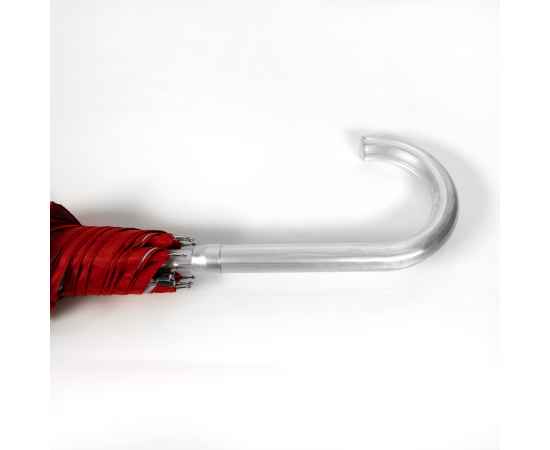 Зонт-трость с пластиковой ручкой  'под алюминий' 'Silver', полуавтомат, красный с серебром, D=103 cм, Цвет: красный, серебристый, изображение 3
