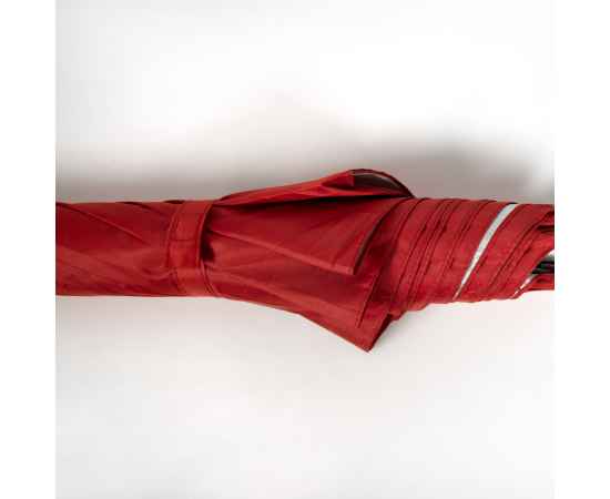Зонт-трость с пластиковой ручкой  'под алюминий' 'Silver', полуавтомат, красный с серебром, D=103 cм, Цвет: красный, серебристый, изображение 4