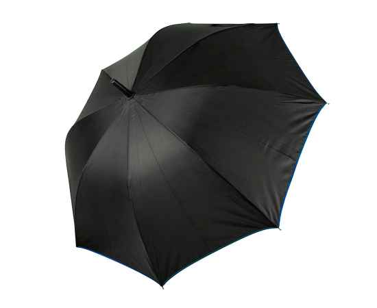 Зонт-трость 'Back to black', полуавтомат, 100% полиэстер, черный с синим, Цвет: черный, синий, изображение 2