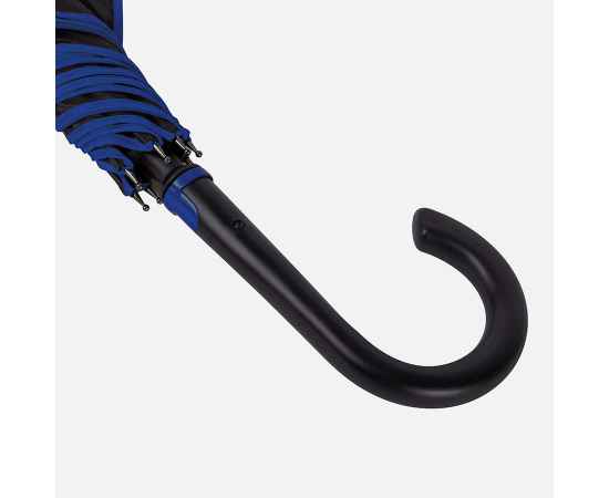 Зонт-трость 'Back to black', полуавтомат, 100% полиэстер, черный с синим, Цвет: черный, синий, изображение 4