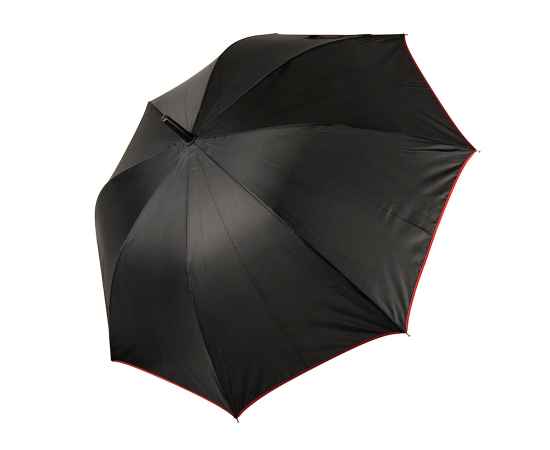 Зонт-трость 'Back to black', полуавтомат, 100% полиэстер, черный с красным, Цвет: черный, красный, изображение 2