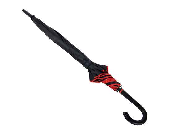 Зонт-трость 'Back to black', полуавтомат, 100% полиэстер, черный с красным, Цвет: черный, красный, изображение 3