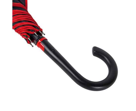 Зонт-трость 'Back to black', полуавтомат, 100% полиэстер, черный с красным, Цвет: черный, красный, изображение 4