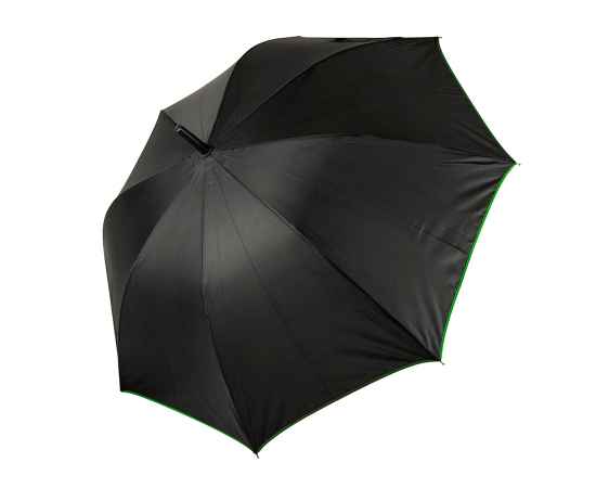 Зонт-трость 'Back to black', полуавтомат, 100% полиэстер, черный с зеленым, Цвет: черный, зеленый, изображение 2