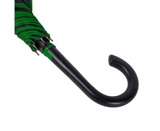Зонт-трость 'Back to black', полуавтомат, 100% полиэстер, черный с зеленым, Цвет: черный, зеленый, изображение 4