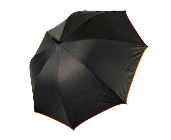Зонт-трость 'Back to black', полуавтомат, 100% полиэстер, черный с оранжевым, Цвет: черный, оранжевый, изображение 2