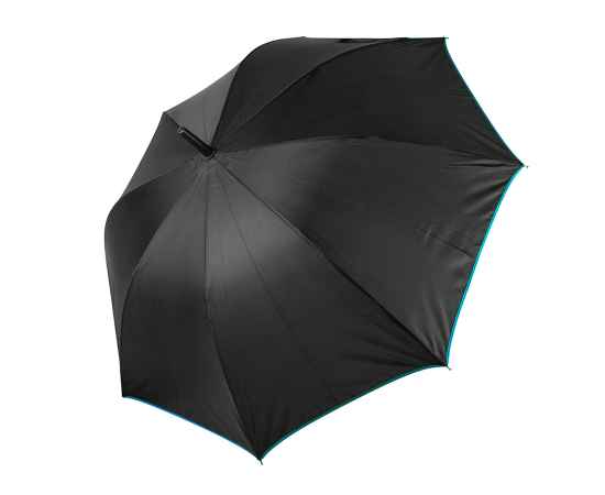 Зонт-трость 'Back to black', полуавтомат, 100% полиэстер, черный с голубым, Цвет: тёмно-серый, голубой, изображение 2