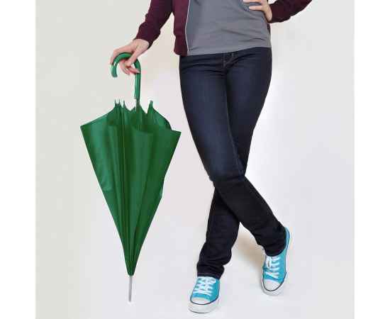 Зонт-трость с пластиковой ручкой, механический, зеленый, D=103 см, 100% полиэстер 190 T, Цвет: зеленый, изображение 2