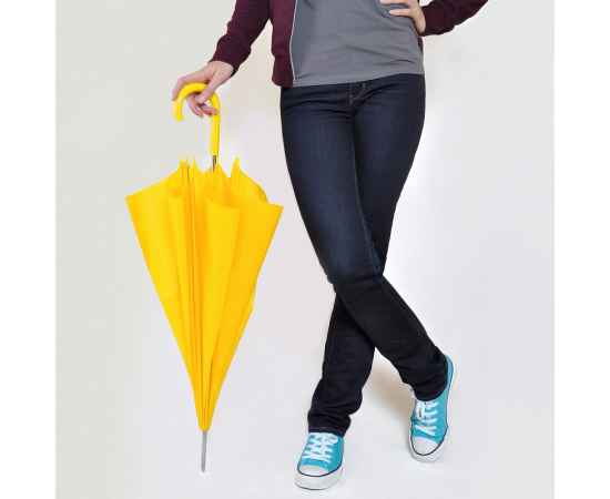 Зонт-трость с пластиковой ручкой, механический, желтый, D=103 см, 100% полиэстер 190 T, Цвет: желтый, изображение 2