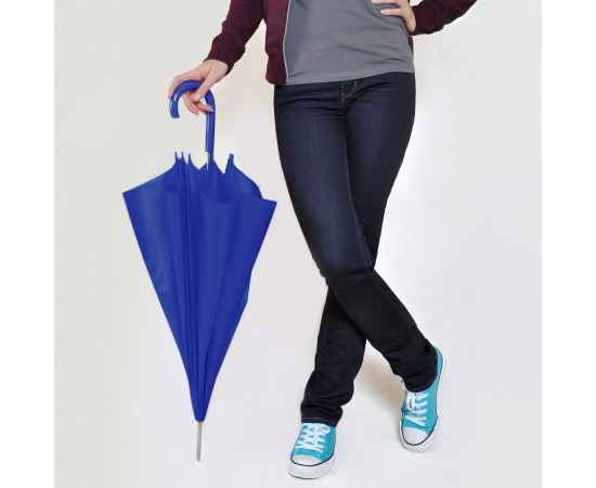 Зонт-трость с пластиковой ручкой, механический, синий, D=103 см, 100% полиэстер 190 T, Цвет: синий, изображение 2