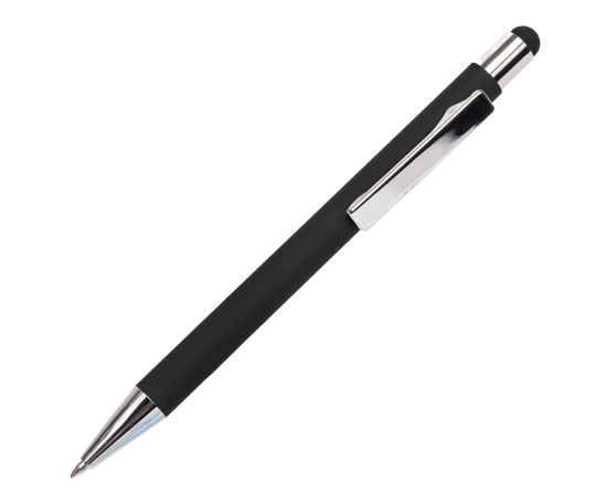 Ручка шариковая FACTOR TOUCH со стилусом, черный/серебро, металл, пластик, софт-покрытие, Цвет: черный, серебристый