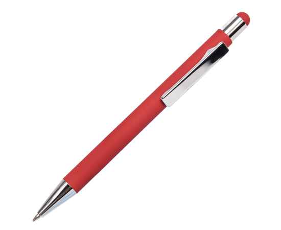 Ручка шариковая FACTOR TOUCH со стилусом, красный/серебро, металл, пластик, софт-покрытие, Цвет: красный, серебристый