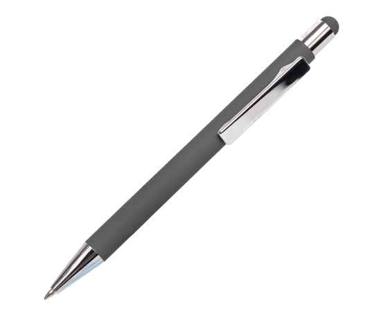 Ручка шариковая FACTOR TOUCH со стилусом, серый/серебро, металл, пластик, софт-покрытие, Цвет: серый, серебристый