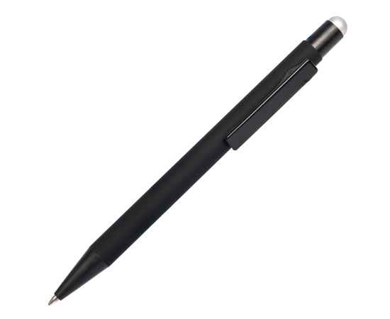 Ручка шариковая FACTOR BLACK со стилусом, черный/серебро, металл, пластик, софт-покрытие, Цвет: черный, серебристый