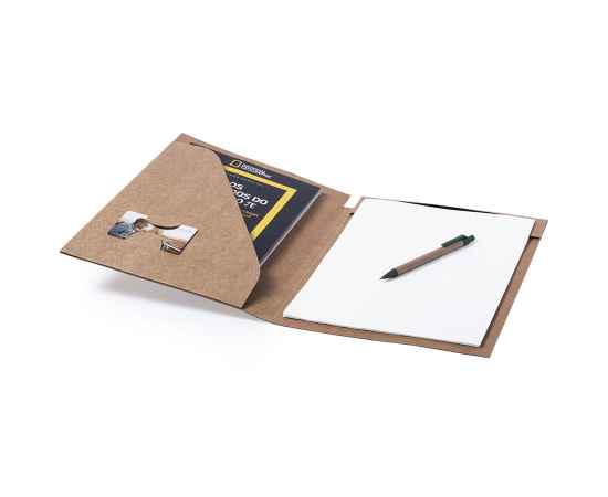 Папка BLOGUER A4 с бумажным блоком и ручкой, рециклированный картон, Цвет: бежевый, изображение 2