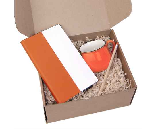 Подарочный набор LAST SUMMER: бизнес-блокнот, кружка, карандаш чернографитный, оранжевый, Цвет: белый, оранжевый, изображение 2
