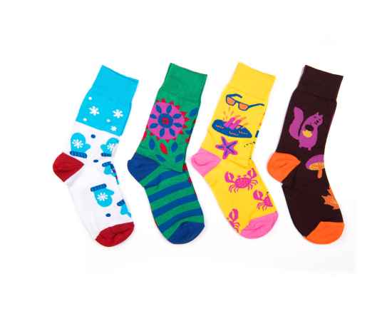 Подарочный набор 4SEASONS', 4 пары тематических носков, Цвет: белый, изображение 2