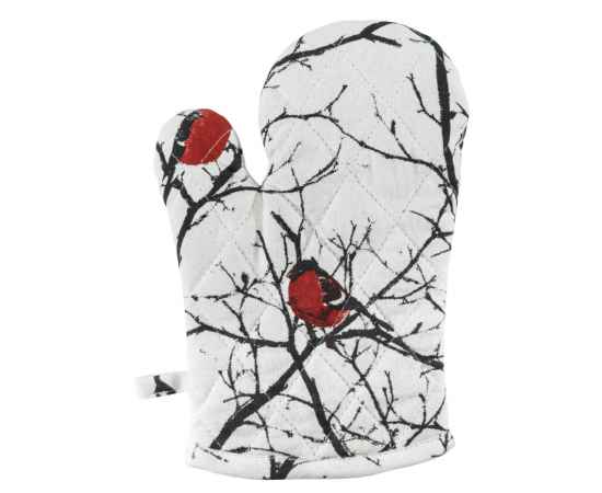 Подарочный набор для кухни  'Снегири',хлопок 100%, передник и прихватки, Цвет: белый, красный, изображение 4