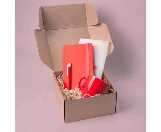 Подарочный набор JOY: блокнот, ручка, кружка, коробка, стружка, красный, Цвет: красный, Размер: 25,5 x 21,5 x 11 см., изображение 7