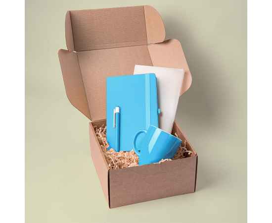 Подарочный набор JOY: блокнот, ручка, кружка, коробка, стружка, голубой, Цвет: голубой, Размер: 25,5 x 21,5 x 11 см., изображение 7