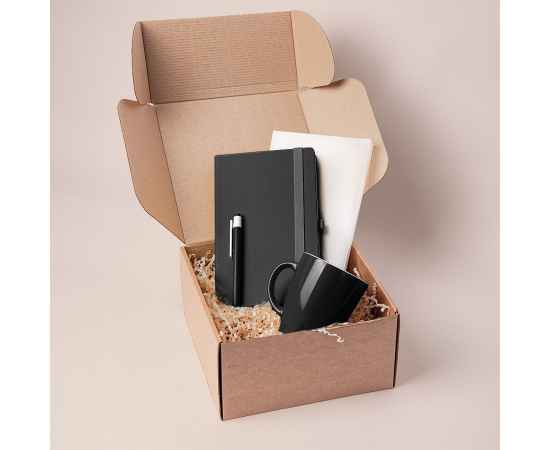 Подарочный набор JOY: блокнот, ручка, кружка, коробка, стружка, черный, Цвет: черный, Размер: 25,5 x 21,5 x 11 см., изображение 7